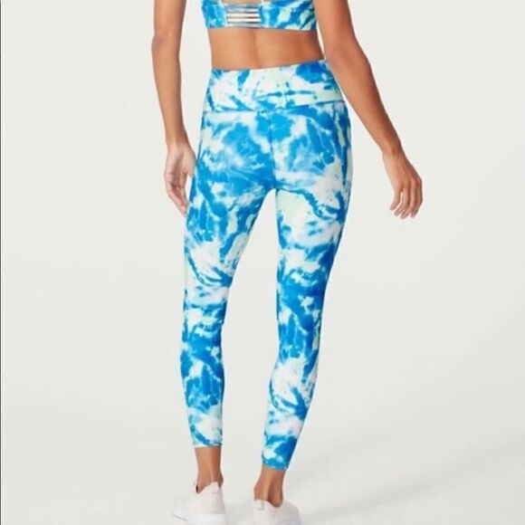 Wildfox Sweat Tie Dye Legging Blue Sapphire and Green- size Small - Picture 4 of 9
